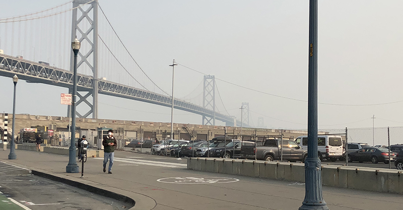 The link between climate change and air pollution was experience in San Francisco in November 2018. Fires burning 100 miles north of the city forced people to stay indoors or wear breathing masks.
